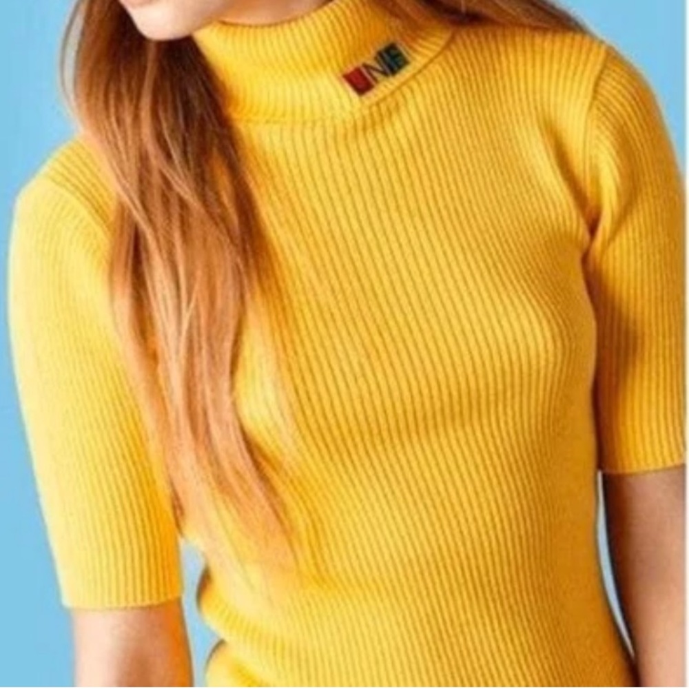 UNIF Vibrant Yellow Ribbed‎ Knit Fitted Mini Dress - Picture 3 of 10